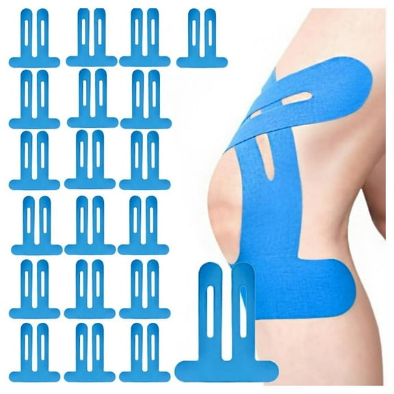 Precut Kinesiology Tape for Knees, 20 Pcs - Knee Support & Stability, Knee Pain Relief Athletic Tape - Waterproof & Elastic, Breathable Hypoallergenic Latex-Free Tape, Blue