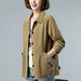 thumbnail image 3 of Qetyuw Womens Corduroy Jacket Plus Size Long Sleeve Jackets Button Down Lapel Lightweight Casual Coat, 3 of 8