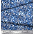 thumbnail image 3 of Soimoi Blue Cotton Poplin Fabric Floral,Leopard & Wild Animal Skin Printed Fabric 1 Yard 56 Inch Wide, 3 of 3
