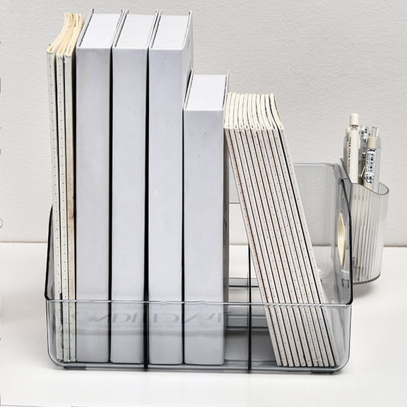 VOAVEKE Desk Organizer, Book Stand File Rack Acrylic Dormitory Desktop Transparent Bookshelf Desk Book Storage Teacher Desk Rack