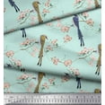 thumbnail image 1 of Soimoi Green Rayon Fabric Floral & Paradise Whydah Bird Print Fabric by the Yard 58 Inch Wide, 1 of 3