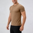 thumbnail image 2 of PLHWHYQ Men's Crew Neck Moisture Wicking Workout Shirts, Lightweight Short Sleeve Athletic Running Gym Performance Activewear Tops Khaki XL, 2 of 7