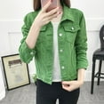 thumbnail image 2 of Dtydtpe 2024 Clearance Sales, Winter Coats for Women, Women Fashion Lapel Solid Casual Denim Buttons Blazer Jeans Jacket Cardigan Green, 2 of 4