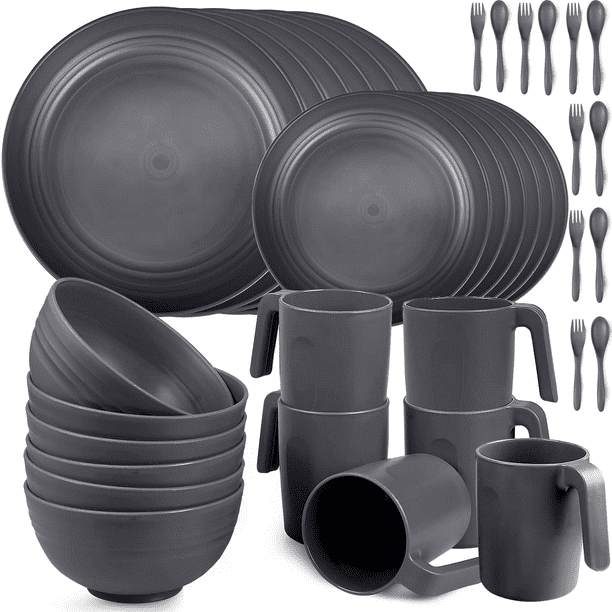 Loobuu Plastic Dinnerware Sets (36PCS) - Lightweight & Unbreakable ...