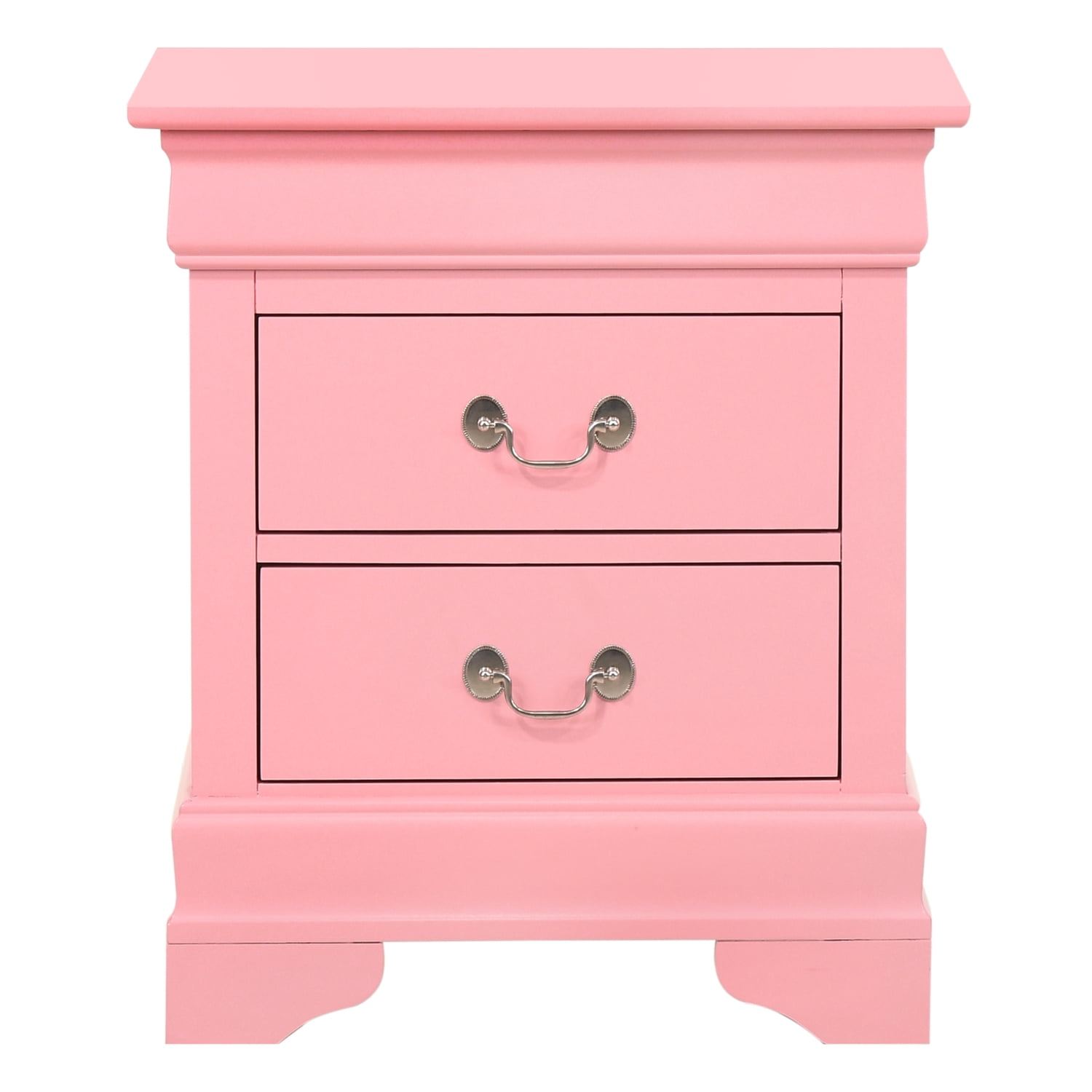 Glory Furniture Louis Phillipe 2 Drawer Nightstand in Pink