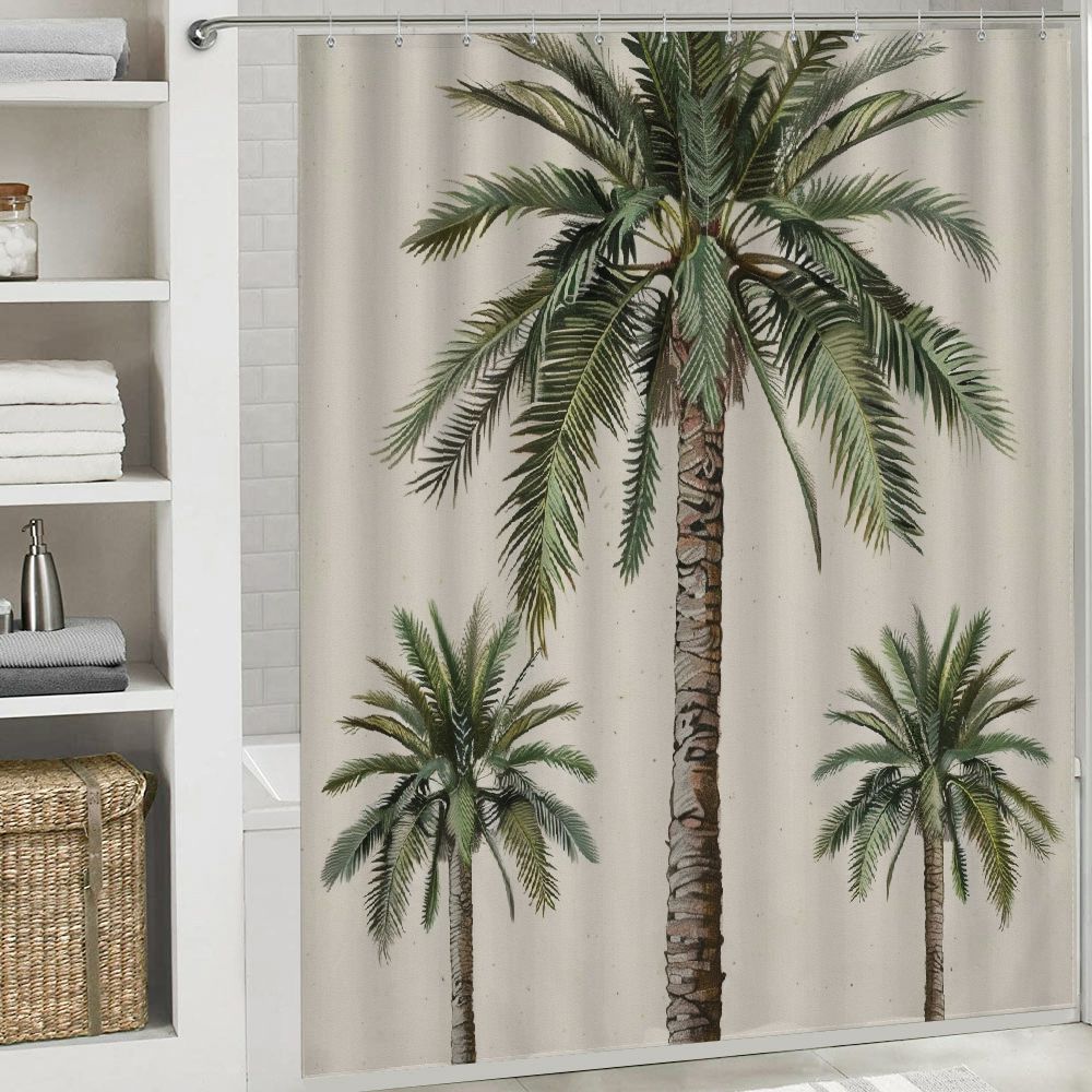 Fenyluxe Palm Trees Shower Curtains for Bathroom Home Decor 100% Polyester Fiber Washable Bathroom Shower Curtain Set with Hooks 60"x72