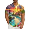 thumbnail image 2 of ZRGHAOYLQ Mens Hawaiian Shirts Summer Beach Sunset Print Shirt Plus Size Short Sleeve Button Down Shirts Big and Tall Plus Size Vacation Shirts, 2 of 6