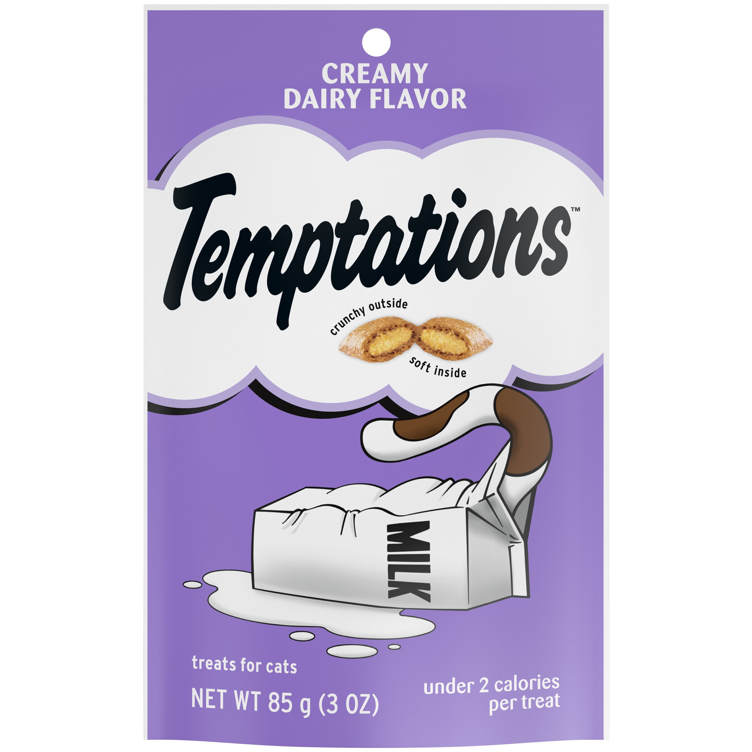TEMPTATIONS Classic Crunchy and Soft Cat Treats Creamy Dairy Flavor, 3 oz. Pouch