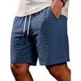 thumbnail image 3 of Mens Lounge Sweat Shorts, 7" Casual Elastic Waist Gym Workout Shorts with Elastic Waist And Drawstring Featuring Solid Color Design Navy XXXL, 3 of 5