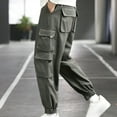 thumbnail image 1 of Pantalones largos para hombre, multibolsillos, lavados, informales, para exteriores, de algodón, 1 of 7