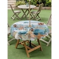 thumbnail image 4 of Outdoor Tablecloths with Umbrella Hole & Zipper, Blue Coastal Round Tablecloth 54 Inch, Summer Beach Starfish Shell Coral Nautical Waterproof Table Cloth, Patio/Pool/Picnic Table Covers, 4 of 8
