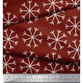 thumbnail image 2 of Soimoi Red polyester Crepe Fabric Snow Flakes Floral Printed Craft Fabric by the Yard 52 Inch Wide, 2 of 3