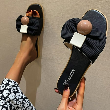 

Summer New Style Sandals Bow Beach Casual Flat Bottomed Lady s Slippers