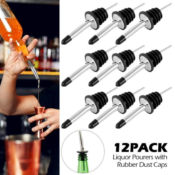 Vertedores De Acero Inoxidable De 12 Piezas, Vertedor De Velocidad, Vertedor De Botellas De Licor, Tapón Cónico Para Vinagre, Vertedor De Copas De Vino, Vertedor De Aceite, Vertedor De Vino Cónico Con Muyoka Hogar