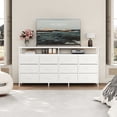 thumbnail image 4 of Centre de Divertissement de 63 Pouces avec 12 Tiroirs en Tissu, Commode Meuble Télé avec Étagères Ouvertes, Console Multimédia Moderne Commode, Cadre en Acier Robuste, Rayure Tigre/blanc/noir, 4 of 8