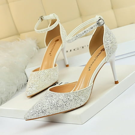 

Women‘s Pointed Toe Pumps Stiletto High Heel Ankle Strap High Heels Women‘s Sequins Sandals