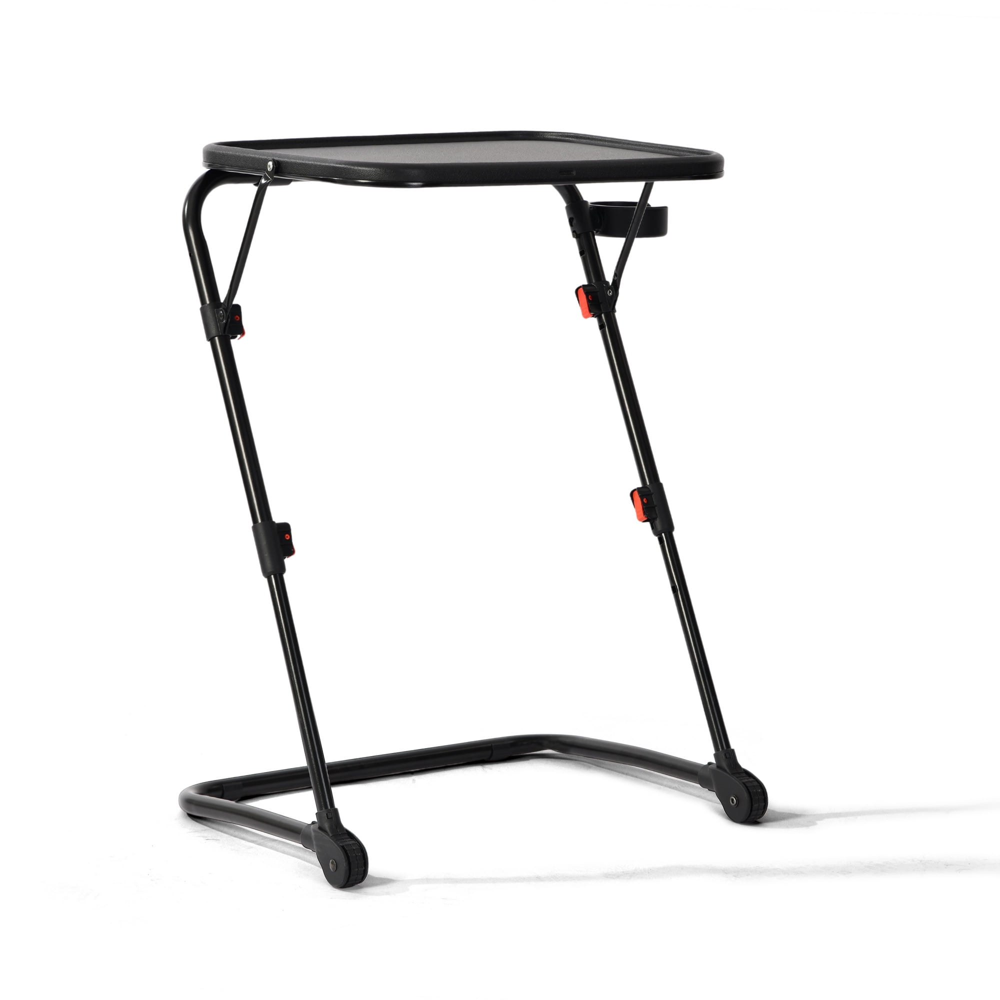 Adjustable Folding TV Tray Table with Cup Holder, 4 Heights & 3 Angles Portable Laptop Bed Desk, Z-Shaped Frame for Sofa Bedroom Holiday Use & Gift