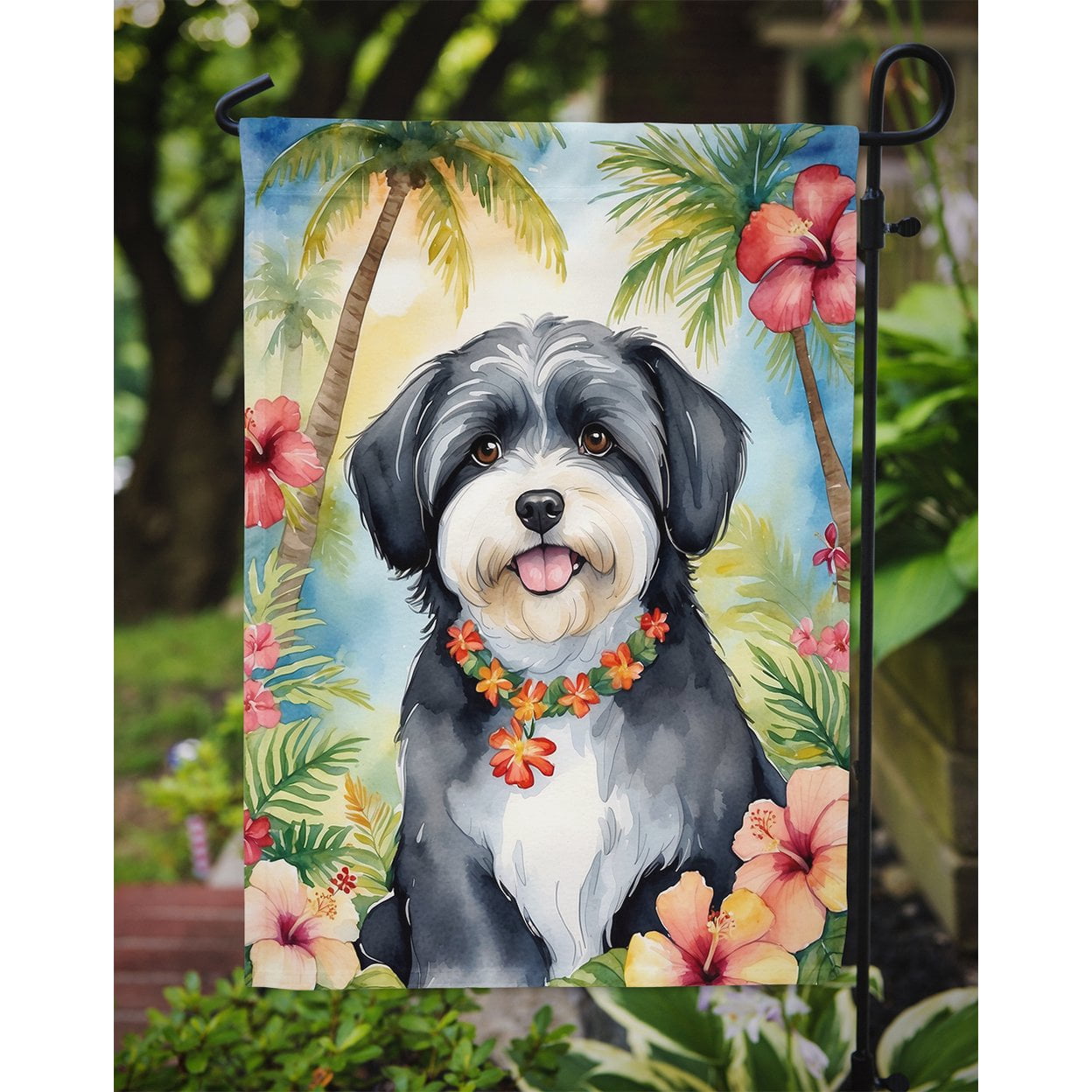 Havanese Luau Garden Flag 11.25 in x 15.5 in