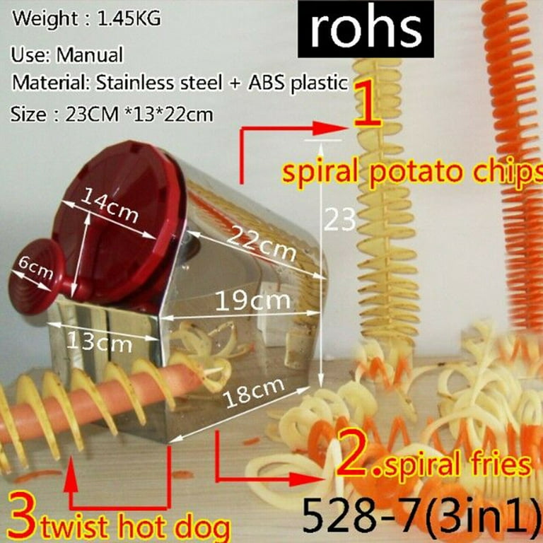 Commercial Manual Spiral Potato Chips Curly Fries Twist Hot Dog