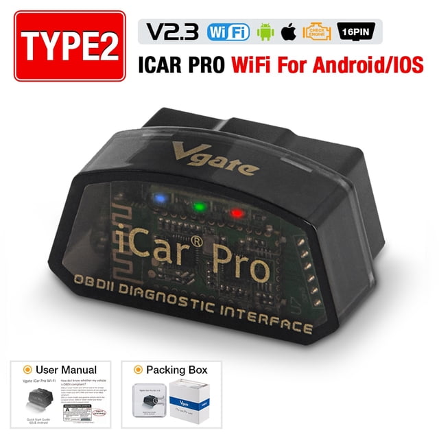 Vgate iCar Pro ELM327 WIFI OBD2 escáner Bluetooth-Compatible 4,0 para Android/IOS coche herramienta de diagnóstico automático PK ICAR2 ELM 327 V1.5 Tan Jianjun unisex