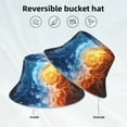 thumbnail image 2 of Salouo Red And Blue Flame Waves Print Unisex Bucket Hat, Outdoor Summer Beach Fishing Sun Hat Fun Outdoor Vacation Hat for Men Women Teens,Reversible Double-Side-Wear, 2 of 6