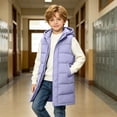 thumbnail image 5 of hotojiny Kids Long Puffer Vest Girls Boys Quilted Hooded Sleeveless Coat Thicken Button down Zip up Padded Outerwear Vests(Purple,10-11 Years), 5 of 9