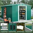 thumbnail image 5 of 8' x 8'  Outdoor Metal Storage Shed, Metal Shed & Outdoor Storage with Sliding Door, Tools Storage Shed, Steel Garden Shed, Outdoor Storage Shed for Backyard, Green, 5 of 7