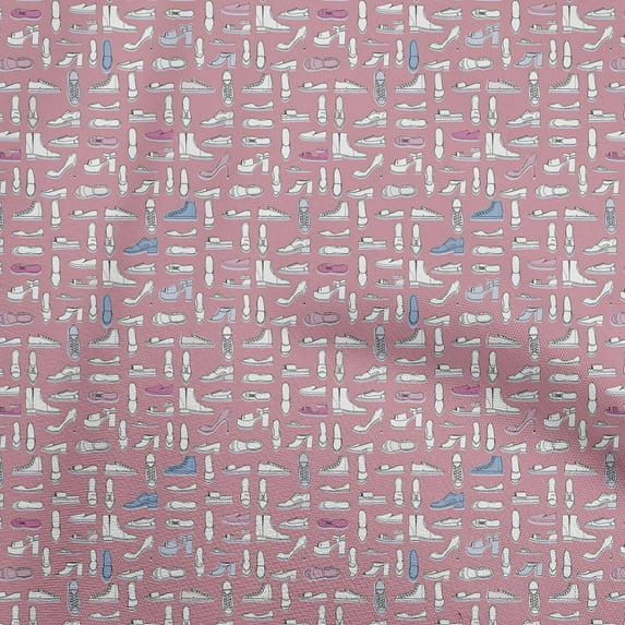 oneOone Cotton Jersey Medium Pink Fabric Conversational Footwear Sewing Craft Projects Fabric Prints By Yard 58 Inch Wide