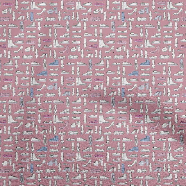 oneOone Cotton Poplin Medium Pink Fabric Conversational Footwear Craft Projects Decor Fabric Printed By The Yard 42 Inch Wide