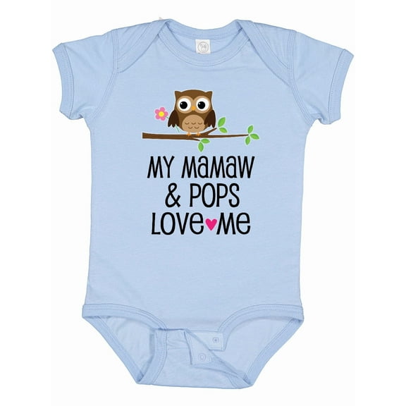 Inktastic Mamaw and Pops Love Me Grandchild Owl Girls Baby Bodysuit