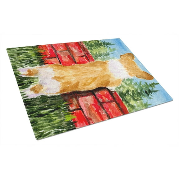 Caroline's Treasures Corgi Glass Cutting Board Large