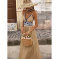 thumbnail image 4 of New Bohemian Style Fashionable and Elegant Backless V-Neck Halter Neck Geometric Jacquard Resort Dress for Women, 4 of 4