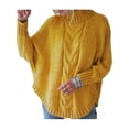 thumbnail image 1 of Daeful Pull Tops Manches Longues Hiver Chaud Pull Dames Tricots Tricotés Pulls Jaune XS, 1 of 6