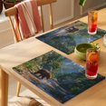 thumbnail image 4 of Forests Bears Placemats Set of 4 Modern Art Mountain Animals Watercolor Place Mats Indoor Wipeable Table Mats Washable Cloth Dining Table Placemats for Kitchen Holiday Party Home Decor 13x19 Inch, 4 of 9