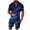 Blue, variant on KKBOTIVE Mens Summer Outfit Set Button Down Crewneck Shorts Sleeve Tracksuit Summer Adult Tracksuits, Hot Pink Size: S