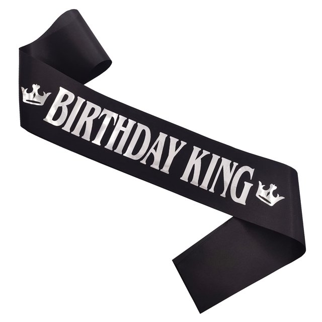 Birthday King Sash Black Satin Silver Foil Sash Para Hombres Happy Birthday Boy Party Gifts Decoraciones Suministros 16 18 21 30 40 50 O Cualquier Otro Divertido Recuerdo De Fiesta De Cumpleaños