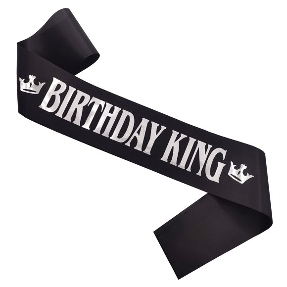 Birthday King Sash Black Satin Silver Foil Sash Para Hombres Happy Birthday Boy Party Gifts Decoraciones Suministros 16 18 21 30 40 50 O Cualquier Otro Divertido Recuerdo De Fiesta De Cumpleaños
