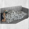 thumbnail image 5 of Nautical Soft Flannel Fleece Throw Blanket, Vintage Monochrome Style Pattern with Whales Exotic Fishes and Turtles, Cozy Plush for Indoor and Outdoor Use, 70" x 90", Charcoal Grey White, by Ambesonne, 5 of 5