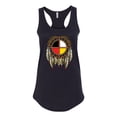 thumbnail image 2 of Wild Bobby, Medicine Wheel Dreamcatcher Native American Pop Culture Ladies Racerback Tank Top, Black, Small, 2 of 3