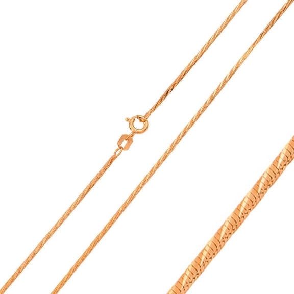 Sterling Silver 925 Rose Gold Plated Snake Diamond-Cut Slash Chain 0.8mm Italy 16" Jewelry Female