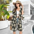 thumbnail image 4 of Beach Vacation Clothes Kimono Cardigan Loose Swimsuit Cover Up for Women Animal Footprints and Bones L, 4 of 6