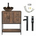 thumbnail image 5 of ELECWISH 30" Bathroom Vanity, Rustic Brown Bathroom Vanity with Sink Combo Set, Farmhouse Modern Wood Bathroom Cabinet with Brown Round Ceramic Sink, 5 of 8