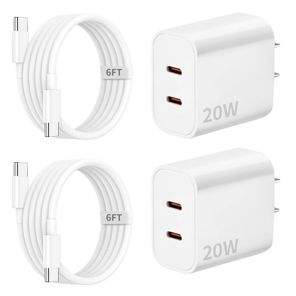 Charger for iPhone 17 16 15 Charger Fast Charging, 20W Dual Port USB C Charger Block with 6FT USB C Charging Cable Cord for iPhone 17/17 Pro/17 Pro Max/Air/16/16e/15,iPad Pro/Air,Android Phone