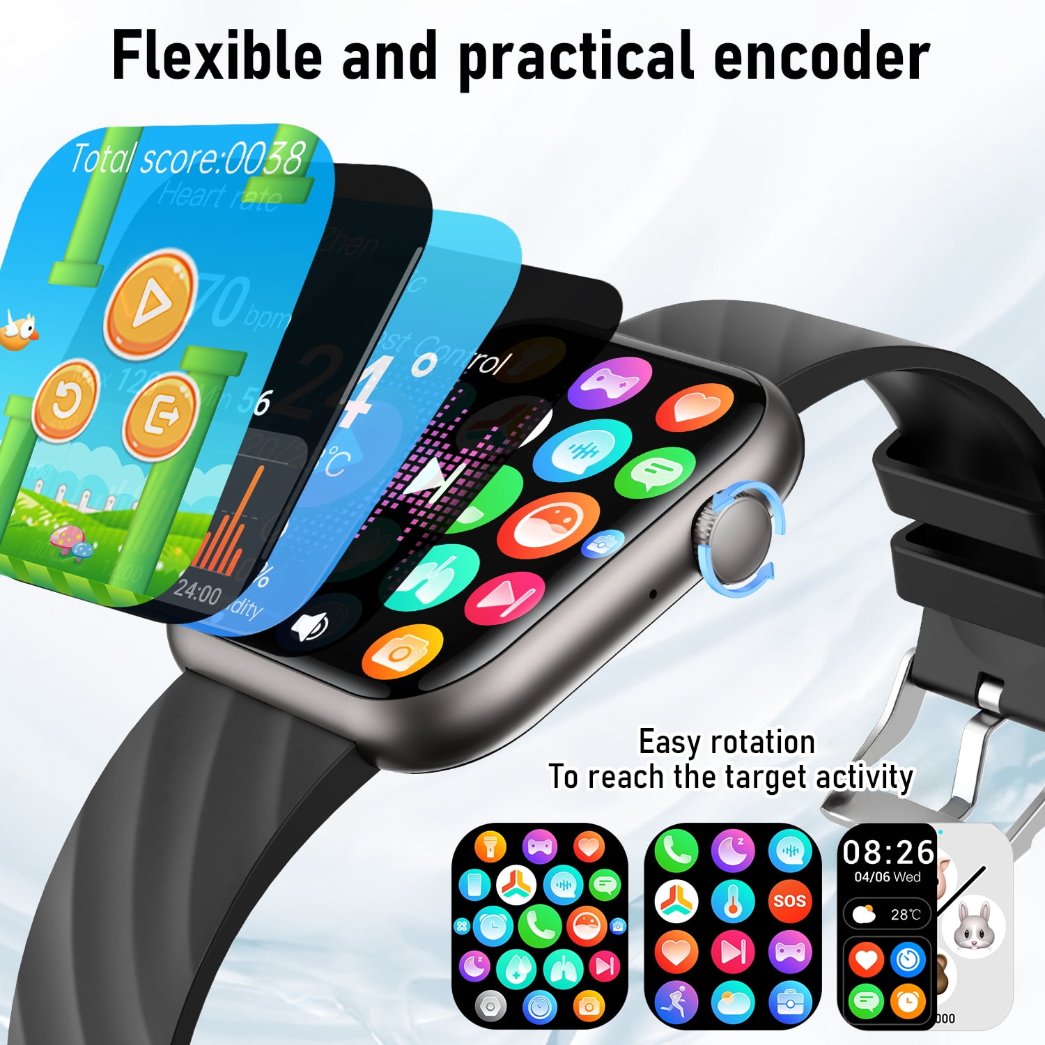 Smart Watch Fits for Android and iPhone,IP68 Waterproof,Suitable for Women Men 100+ Sports Modes 1.96" Fitness Tracker with Answer Make Calls/Message Reminder,4 Watch Bands,Milano Steel Band(Black)