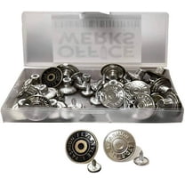 24 Sets Silver and Copper Jean Buttons, Replacement Kit with Buttons & Fasteners in Clear Plastic Storage Box for Denims, Jeans, and Jackets Repair (12 Pieces Per Color)