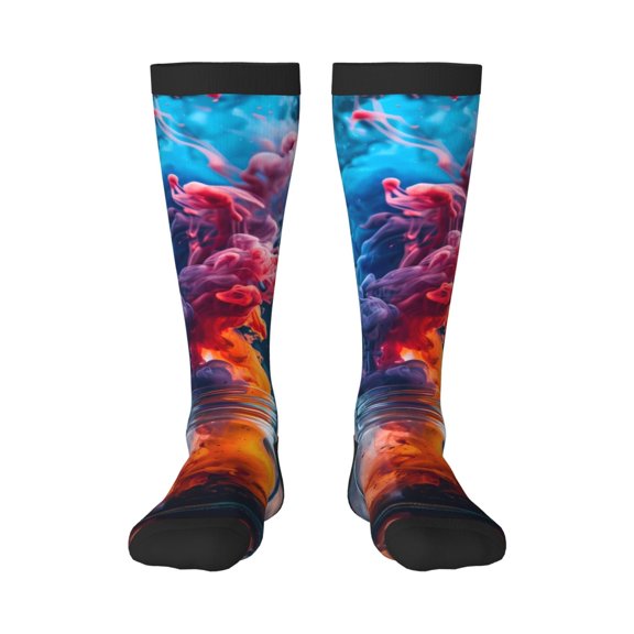 Susaid Modern Art Red And Blue Colors Print Thermal Winter Socks for Men and Women, Warm Crew Hiking Socks, for Boots and Outdoor Activities