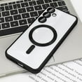 thumbnail image 1 of Plating Clear Wireless Cover For Samsung Galaxy S24 S23 S22 S21 S20 FE Ultra Plus Case Note 20 Ultra MagSafe Magnetic Shell Lens Black For Galaxy S21, 1 of 5