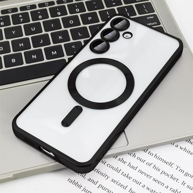 Plating Clear Wireless Cover For Samsung Galaxy S24 S23 S22 S21 S20 FE Ultra Plus Case Note 20 Ultra MagSafe Magnetic Shell Lens Black For Galaxy S21