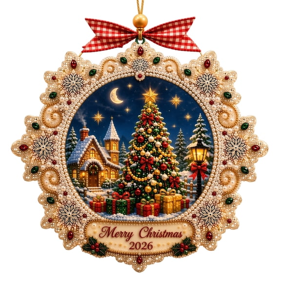 Christmas DIY Pearl Diamond Painting Hanging Ornament, Christmas Tree 2D Diamond Art Wall Door Hanger Craft Kit for Xmas Home Decor