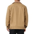 thumbnail image 3 of INSPIRE CHIC Men's Winter Coat Collared Button Front Fleece Lining Pockets Trucker Jacket L Dark Khaki, 3 of 6